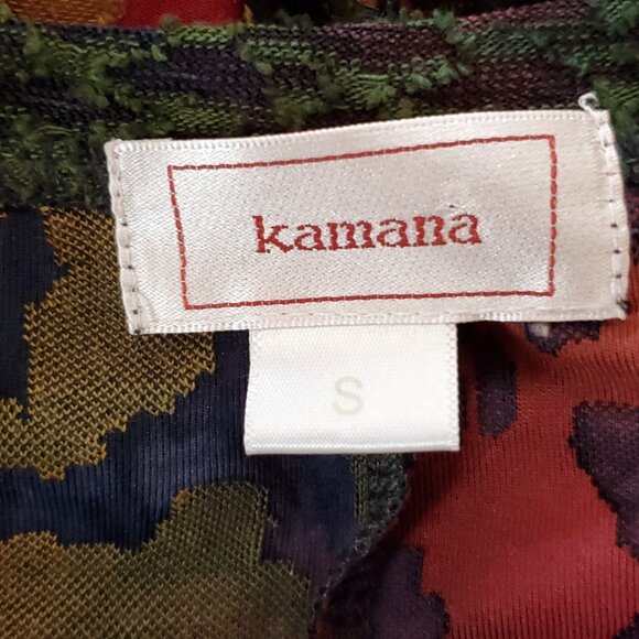 Kamana Abstract Colorful Tie Dye Mesh Top Shirt Blouse S V Neck Artsy Boho - Picture 5 of 7